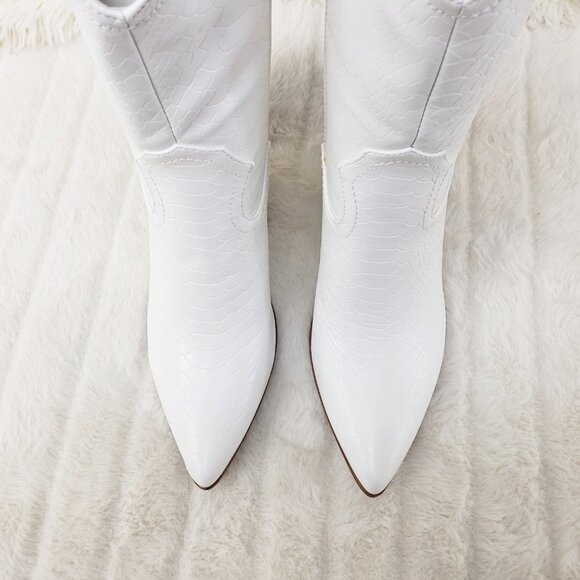 White Western Cowboy Cowgirl Ankle Boots Slayer - Picture 6 of 15